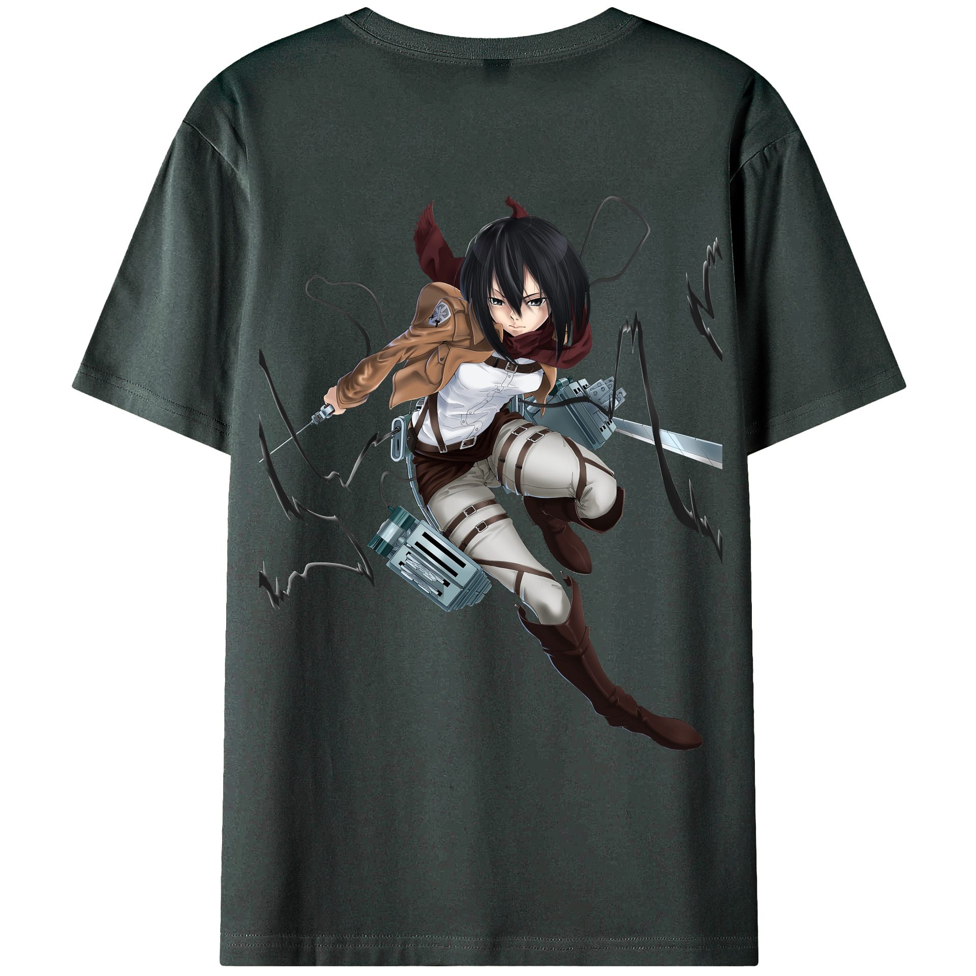（画像用） 進撃の巨人 ミカサ·アッカーマン Attack on Titan Mikasa Ackerman 綿100％ メンズ半袖Tシャツ（バックプリント） 通気性